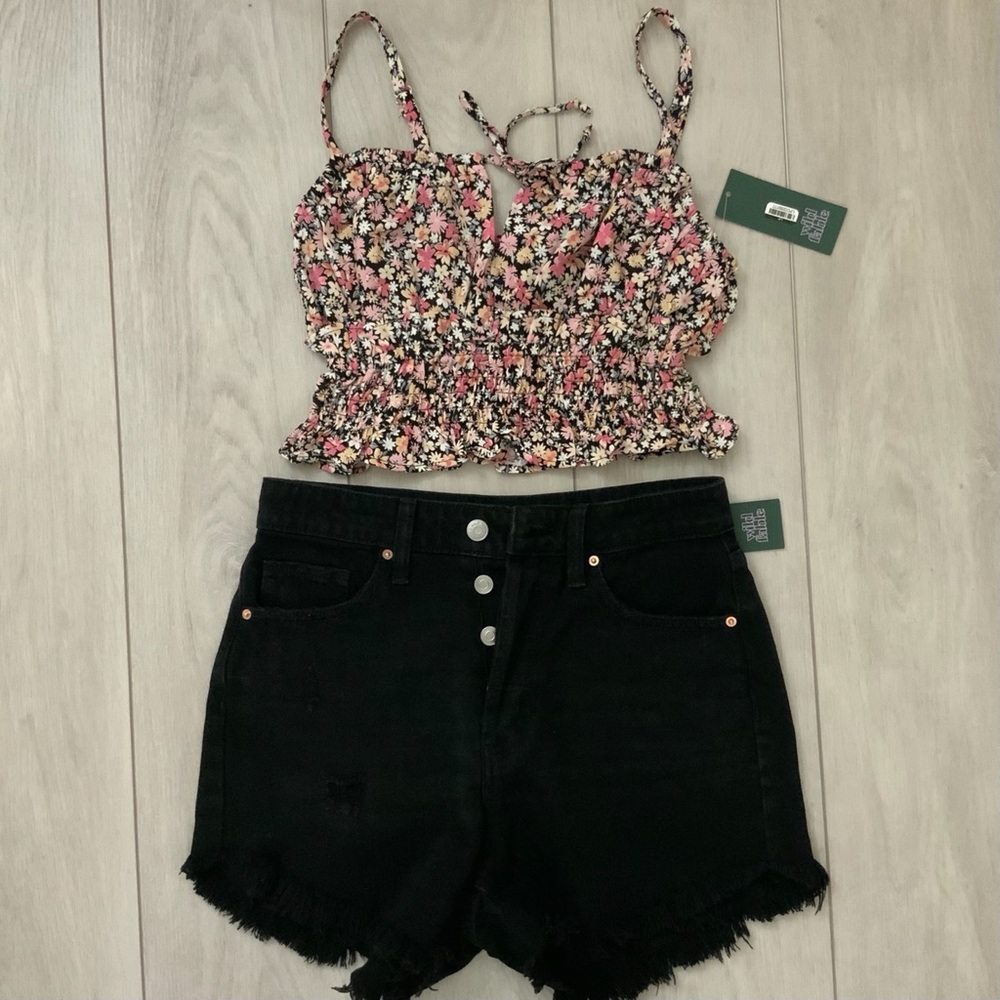 2 Piece Wild Fable Shorts and Floral Crop Top